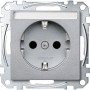 Контакт Шуко с капак System M, 2P + E, 16A, безвинтови клеми, с надписна табелка, мат, алуминий, Schneider Electric MEG2302-0460