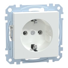 Контакт Шуко, Merten System M, механизъм с фиксираща рамка, 2P + E, 16A, винтово свързване, гланц, антибактериален, активно бяло, Schneider Electric MEG2401-0325