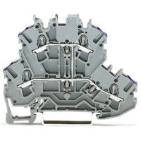 Двуетажна проходна клема, 4-проводна, L, без държач, DIN шина, 2.5 mm², сив, Wago 2002-2208