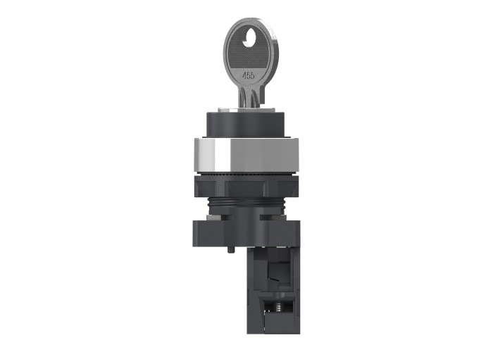 Цялостен превключвател с ключ, Easy Harmony XA2, ключ 455, 22 mm, 2 позиции, изтегляне наляво, 1NO, със задържане, Schneider Electric XA2AG21