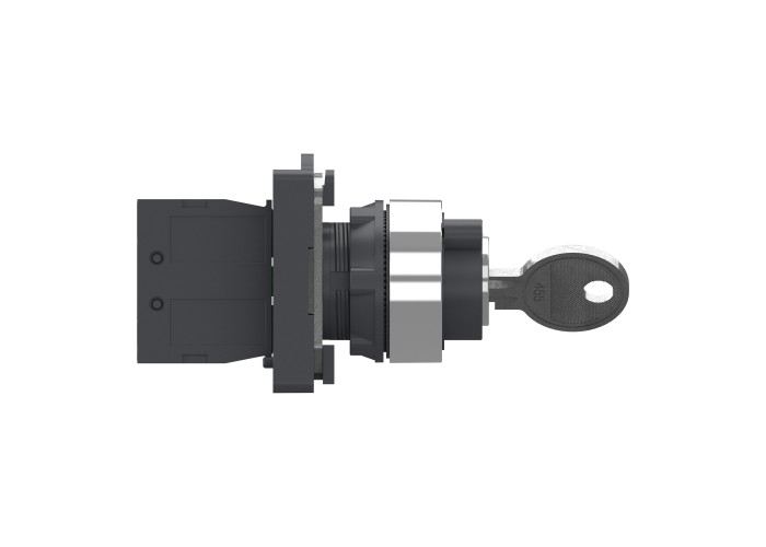 Цялостен превключвател с ключ, Easy Harmony XA2, ключ 455, 22 mm, 2 позиции, изтегляне наляво, 1NO, със задържане, Schneider Electric XA2AG21