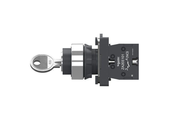 Цялостен превключвател с ключ, Easy Harmony XA2, ключ 455, 22 mm, 2 позиции, изтегляне наляво, 1NO, със задържане, Schneider Electric XA2AG21