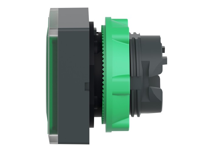 Глава за светещ бутон, Harmony XB5, зелена квадратна вградена, 22 mm, универсален LED, за поставяне на надпис, Schneider Electric ZB5CW333