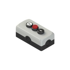 Complete unit with enclosure, 2 flush pushbuttons, 1 projecting pushbutton and contacts, Pizzato ES AC33017