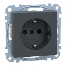 Контакт Шуко, Merten System M, механизъм с фиксираща рамка, 2P + E, 16A, с капак, мат, антрацит, Schneider Electric MEG2400-0414