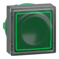 Глава за светещ бутон, Harmony XB5, зелена квадратна вградена, 22 mm, универсален LED, за поставяне на надпис, Schneider Electric ZB5CW333
