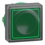 Глава за светещ бутон, Harmony XB5, зелена квадратна вградена, 22 mm, универсален LED, за поставяне на надпис, Schneider Electric ZB5CW333