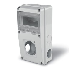 ENERBOX Разпределително табло 6 DIN 1 отв. за контакти16/32A +2 шуко IP55 285x145x107mm, Scame 633.1011