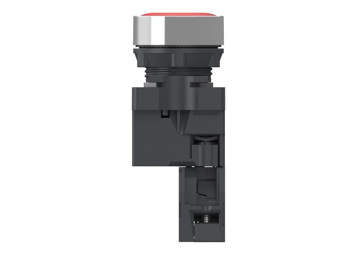 Цялостен светещ бутон, Easy Harmony XA2, пластмасова глава, 22 mm, червен, 1NO, AC/DC 24V, пружинно връщане, Schneider Electric XA2AW34B1