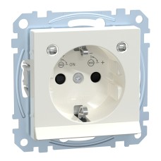 Контакт Шуко с капак System M, 2P + E, 16A, безвинтови клеми, гланц, полярно бяло, Schneider Electric MEG2304-0319