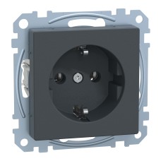 Контакт Шуко, Merten System M, механизъм с фиксираща рамка, 2P + E, 16A, винтово свързване, мат, антрацит, Schneider Electric MEG2401-0414
