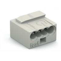 Конектор за разклонителни кутии MICRO PUSH WIRE, за твърди проводници, макс. 0.5 mm Ø, 4-проводн., макс. 60°C, светло сив, Wago 243-304
