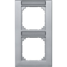 Двойна вертикална рамка M-Plan, с надписни табелки, алуминий, Schneider Electric 476260