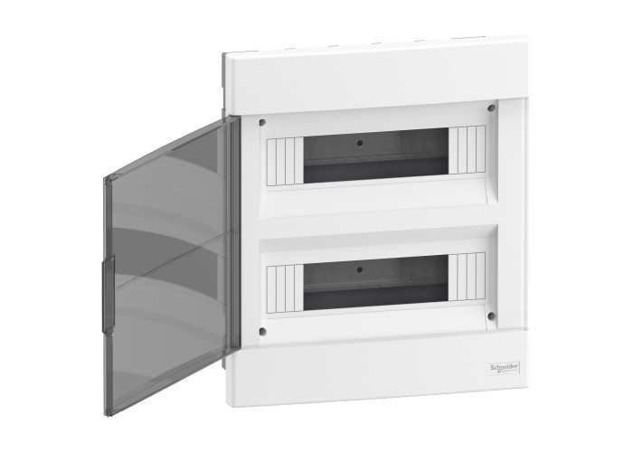 Easy9 EU enclosures Модулно табло, Easy9 EU, вграден монтаж, 2 реда 24 модула, 2 клеми земя/нула, опушена врата, Schneider Electric EZ9EUA212