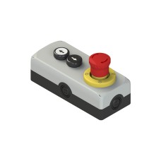 Complete unit with enclosure, 2 flush pushbuttons, 1 emergency pushbutton and contacts, Pizzato ES AC34035