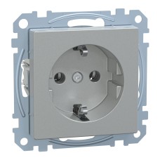Контакт Шуко, Merten System M, механизъм с фиксираща рамка, 2P + E, 16A, алуминий, Schneider Electric MEG2401-0460
