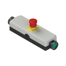 Complete unit with enclosure, 2 mushroom, 1 emergency pushbutton and contacts, Pizzato ES AC36041