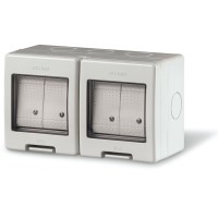 Сдвоена модулна кутия ОМ, IP55 2+2 модула 137x82x66mm с 4x16AX 1W ед. ключа, Scame 136.5124-303