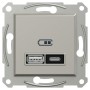 Двойно USB зарядно устройство, Asfora, тип A+C, 21W, механизъм с фиксираща рамка, бронз, Schneider Electric EPH2700569