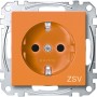 Контакт Шуко с капак, Merten System M, 2P + E, 16A, безвинтово свързване, мат, оранжев, Schneider Electric MEG2300-0302