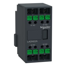 Спомагателен контактен блок, TeSys Deca, 2NC, монтаж отпред, snap-in клеми, Schneider Electric LADN02A