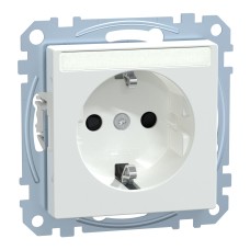 Контакт Шуко с капак System M, 2P + E, 16A, безвинтови клеми, с надписна табелка, антибактериален, активно бяло, Schneider Electric MEG2302-0325