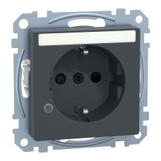Контакт Шуко с капак System M, 2P + E, 16A, безвинтови клеми, с надписна табелка, мат, антрацит, Schneider Electric MEG2303-0414