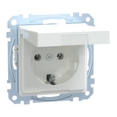 Контакт Шуко с капак System M, 2P + E, 16A, безвинтови клеми, антибактериален, активно бяло, Schneider Electric MEG2310-0325