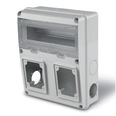 ENERBOX Разпределително табло 11 DIN 2 отв. 63A + 2 шуко IP55 285x235x107mm, Scame 633.2022
