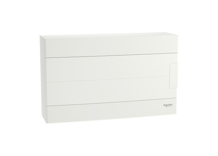 Easy9 EU enclosures Модулно табло, Easy9 EU, открит монтаж, 1 ред 18 модула, 2 клеми земя/нула, бяла врата, Schneider Electric EZ9EUD118