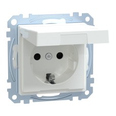 Контакт Шуко с капак, +ICP+ST+HL IP44 TPb, активно бяло, System M, Schneider Electric MEG2414-0325