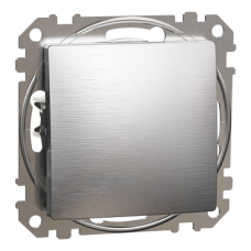 Еднополюсен бутон 10A, драскан алуминий, Schneider Electric SDD170111U