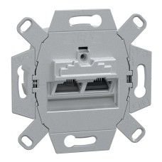 Schneider Electric 465706 - Компютърна розетка - двойна, Merten, механизъм с фиксираща рамка, 2 RJ45 Cat6, наклонен