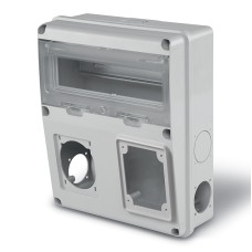 ENERBOX Разпределително табло 11 DIN 1 отв. 16/32A + 1отв. 63A + 2 шуко IP55 285x235x107mm, Scame 633.2023