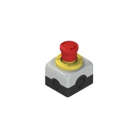 Complete unit with enclosure, emergency pushbutton, luminous disc and contacts, Pizzato ES AC31435