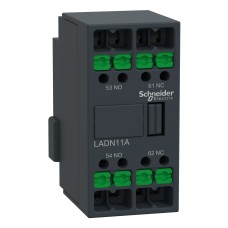 Спомагателен контактен блок, TeSys Deca, 1NO+1NC, монтаж отпред, snap-in клеми, Schneider Electric LADN11A