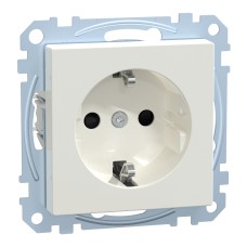 Контакт Шуко, Merten System M, механизъм с фиксираща рамка, 2P + E, 16A, винтово свързване, гланц, полярно бяло, Schneider Electric MEG2401-0319