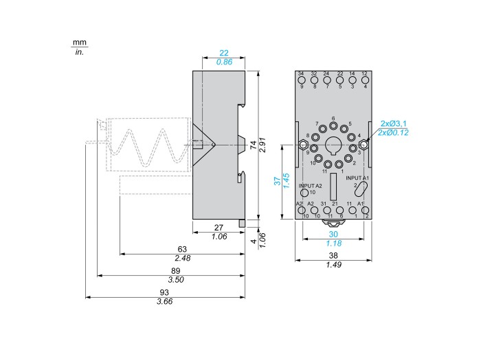 Schneider Electric RUZC3M - Harmony Timer Relays - Цокъл