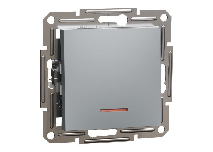Еднополючен ключ с глим-лампа, 10AX безвинтов монтаж, стомана, Asfora, Schneider Electric EPH1400162