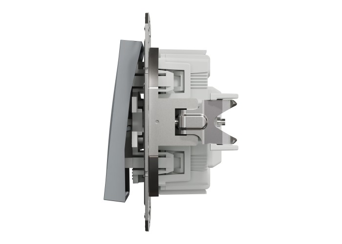 Еднополючен ключ с глим-лампа, 10AX безвинтов монтаж, стомана, Asfora, Schneider Electric EPH1400162