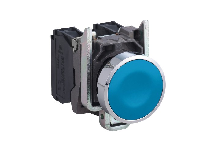 Schneider Electric XB4BA61 - Harmony XB4 - Бутон, метален, равен, син, 22 мм, пружинно връщане, без маркировка, 1 NO