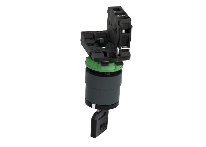 Schneider Electric XB5AG21 - Harmony XB5 - Селекторен превключвател с ключ 455, пластмаса, черен, 22мм, 2 позиции, със задържане, 1 NO
