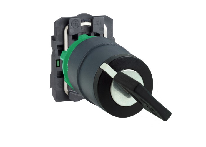 Schneider Electric XB5AG21 - Harmony XB5 - Селекторен превключвател с ключ 455, пластмаса, черен, 22мм, 2 позиции, със задържане, 1 NO