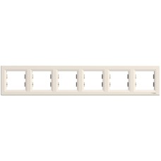 Декоративна рамка 6 елемента хоризонтална, крема, Asfora, Schneider Electric EPH5800623