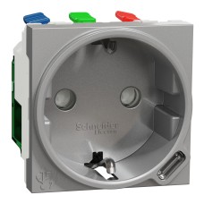 Контакт Шуко + USB C 10.5W, алуминий, New Unica, Schneider Electric NU301730