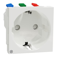 Контакт Шуко с детска защита, без винт, антибакт., бял, New Unica, Schneider Electric NU305720