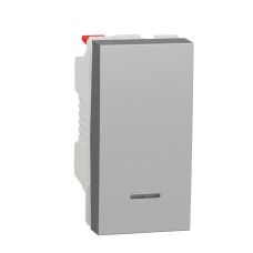 Бутон с индикаторна лампа 10А, 1 модул, алуминий, New Unica, Schneider Electric NU310630N
