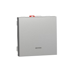 Бутон с индикаторна лампа 10А, 2 модула, алуминий, New Unica, Schneider Electric NU320630N