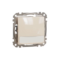 Еднополюсен бутон 12V 10A син индикаторен LED, етикет, бежов, Schneider Electric SDD112143L Sedna Design & Elements