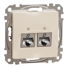 Двойна розетка RJ45 CAT 5E STP, бежова, Schneider Electric SDD112452S Sedna Design & Elements